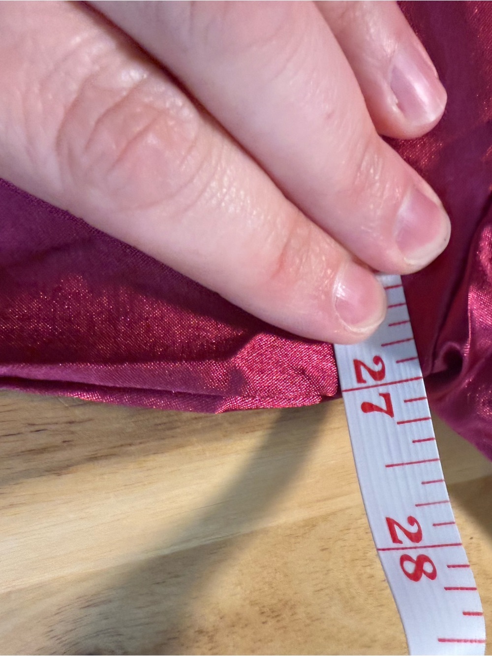 Satin Short Sleeve Pajama Set in Burgundy with White Piping - Picture 5 of 12